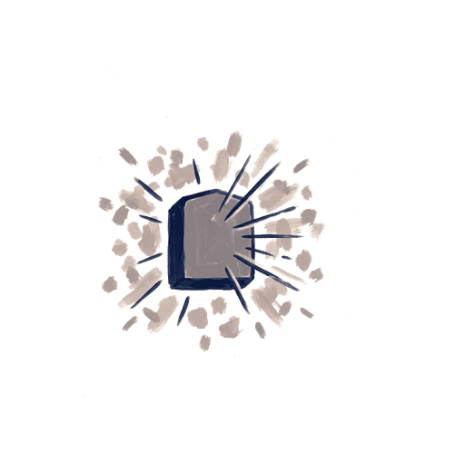 Pictogram of a clear form against scattered marks representing myth-busting.